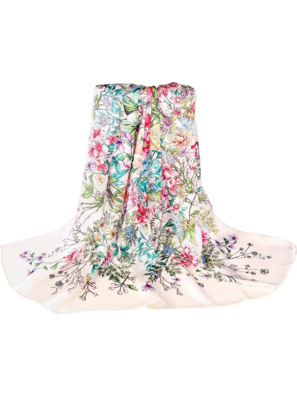 Luxurious 100% Mulberry Silk Large Square Scarf | Versatile Hair Wrap & Shawl